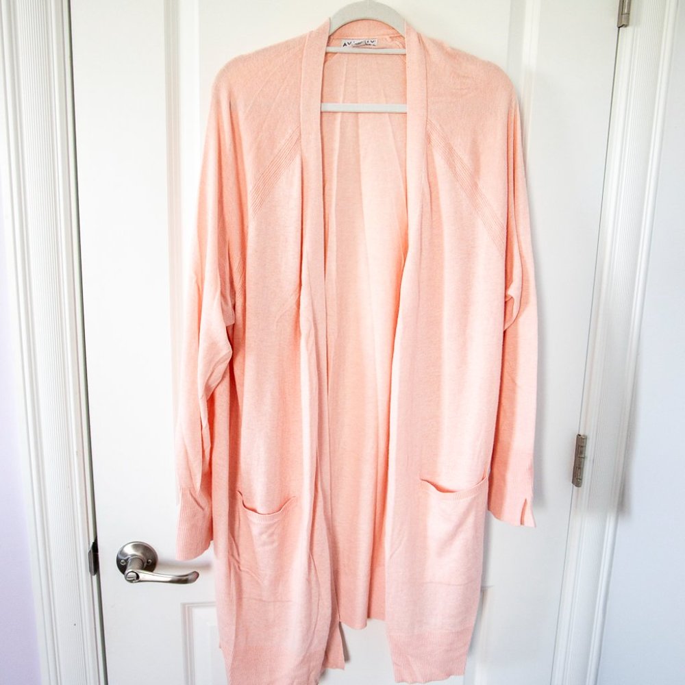AVA AND VIV PINK LONG CARDIGAN SWEATER